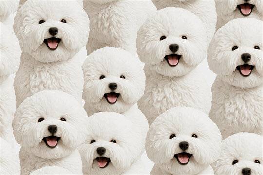 Seamless 2.5D Bichon Frise Puppy Pattern
