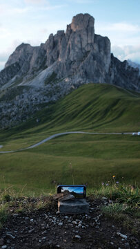 Smartphone Recording Timelapse Mountain Landscape 