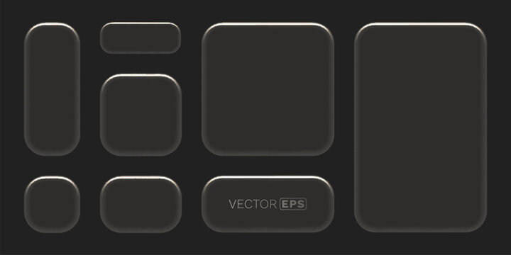 Sleek dark neumorphism UI elements set for modern design.