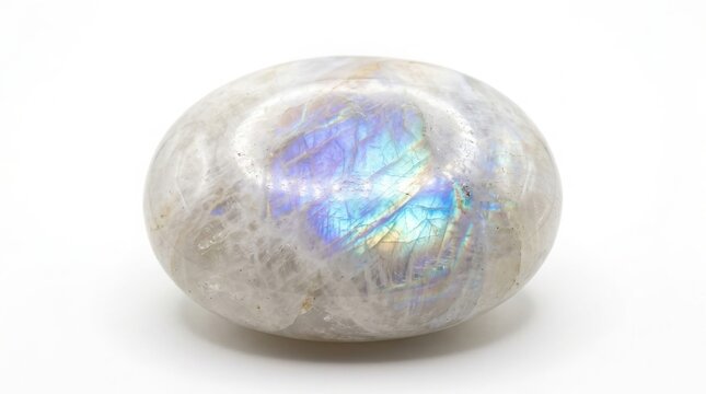 Polished rainbow moonstone gemstone featuring blue iridescent flash semi precious moonstone gemstone iridescent polished background treasure mystical ethereal collectible lapidary precious