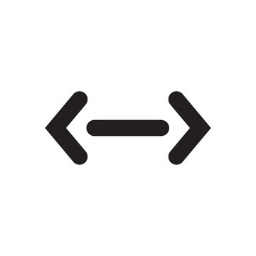 Horizontal resize arrow icon with opposing chevrons, width adjustment symbol for interface controls, editing tools and responsive design, PNG with transparent background
