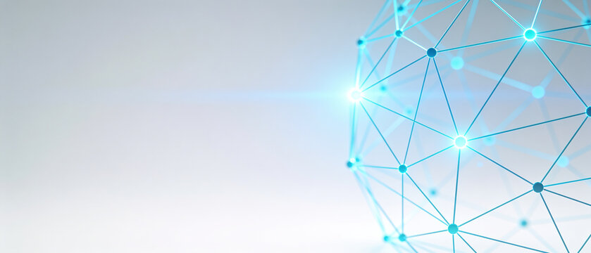 Abstract global network sphere with connected nodes and copy space