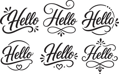 Hello Calligraphy Typography Set, Classic Script Greeting Lettering Vector Design © artiXtic Studio