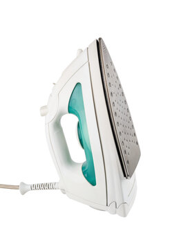Side view of modern iron, isolated on transparent background. PNG Image.
