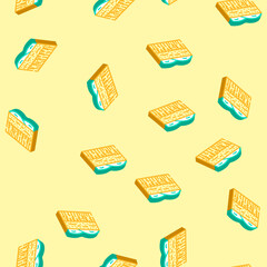 Fototapeta premium field yellow ripe wheat isometric seamless pattern. field yellow ripe wheat sign illustration