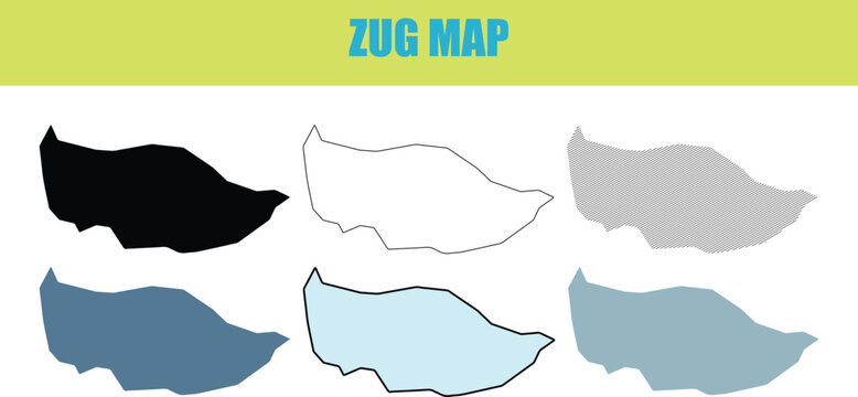 Swiss Canton map in fill outline and lined style variations during clean studio lighting for design projects