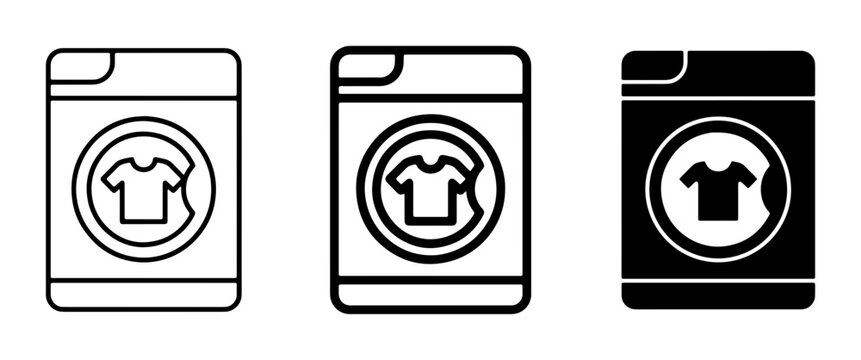Washing Machine Icons, Laundry Appliance Symbols, Clean Clothes Vector Set, Household Machine Graphics
