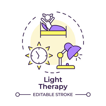Light therapy multi color concept icon. Circadian rhythm wellness reset. Optimizing daily energy levels. Round shape line illustration. Abstract idea. Graphic design. Easy to use in brochure