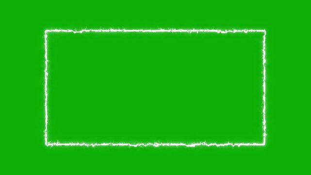 neon square border frame flicker lighting animation. glowing rectangle stroke line loopable 4k alpha channel overlay.