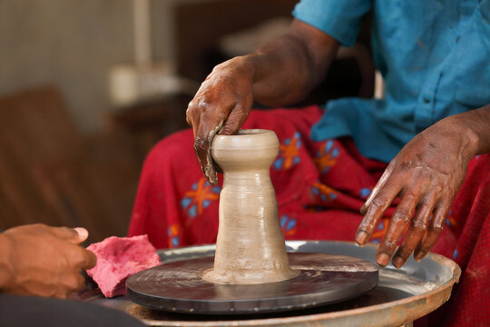 Potter makes beautiful caly pot