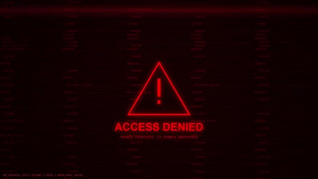 Digital Security Interface Showing Access Denied Error Message for Restricted Data or Unauthorized System Access.