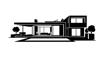 Modern Minimalist House Vector Illustration © Sukopi