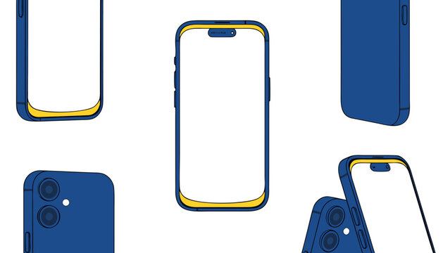 Realistic smartphone mockup with blank screen for app design presentation. Modern mobile phone vector template for UI UX prototyping and digital ma...
