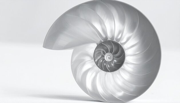 Nautilus Shell Cross Section with Fibonacci Spiral and Internal Chambers