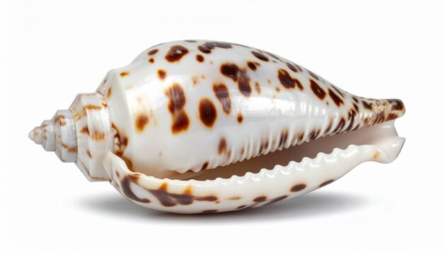 Spotted Bat Volute Seashell (Cymbiola vespertilio) Isolated on White Background