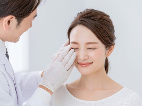 専門医が女性の肌を優しく診察し美容医療で信頼と安心を提供