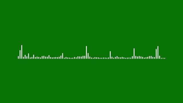 Sound line audio wave visualization voice ,audio waveform animation on green background,White sound waves meter- Lines audio wave visualisation.Audio waves rhythm isolated,4k