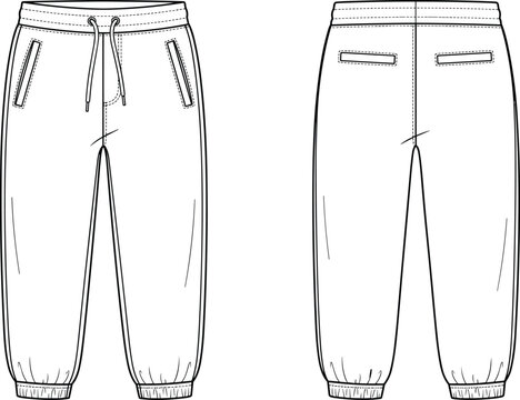 Casual jogger sweatpants with drawstring fashion flat front and back view joggers