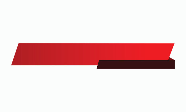Red gradient banner with dark red tab, horizontal, slanted ends, isolated on white background, modern design element.