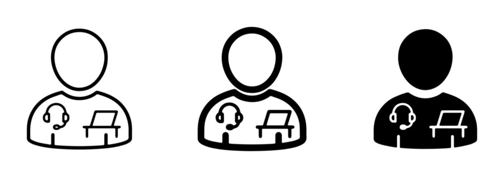 Customer Service Icons, Support Agent Symbols, Call Center Graphics, Help Desk Person Icons, Online Assistance Icons, Technical Support Icons, User Interface Icons