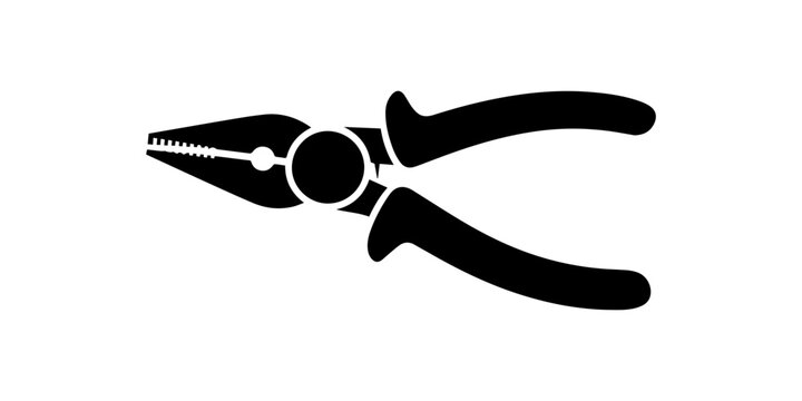 A stark black silhouette depicts a pair of combination pliers showcasing their functional design silhouette high quality professional, pro
