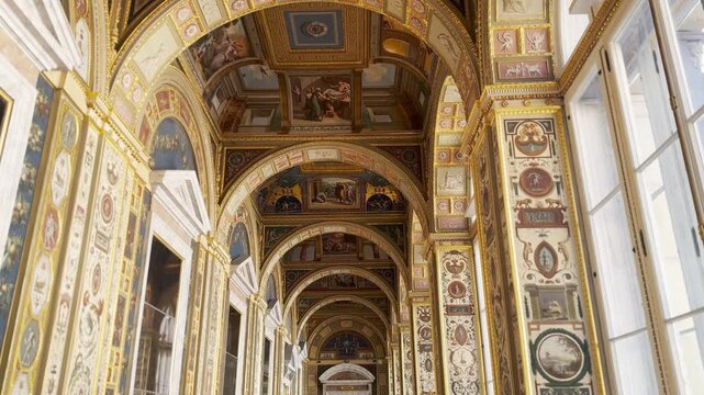 The interiors of the Raphael Loggia in the Hermitage Museum in St. Petersburg, Russia.