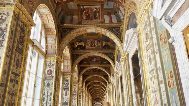 The interiors of the Raphael Loggia in the Hermitage Museum in St. Petersburg, Russia.
