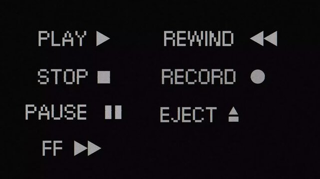 Retro media player interface featuring classic playback and recording functions, evoking nostalgia for vintage analog technology and essential video experiences