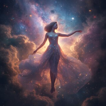 woman in the night sky