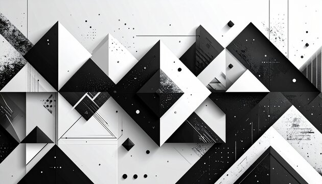Geometric black and white architectural building facade pattern.