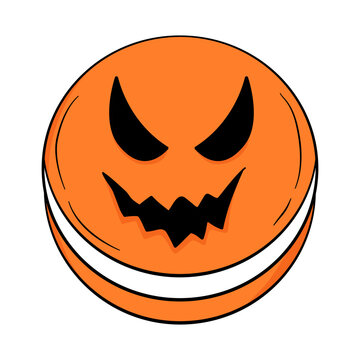 Monster face macaron orange halloween cookie sweet