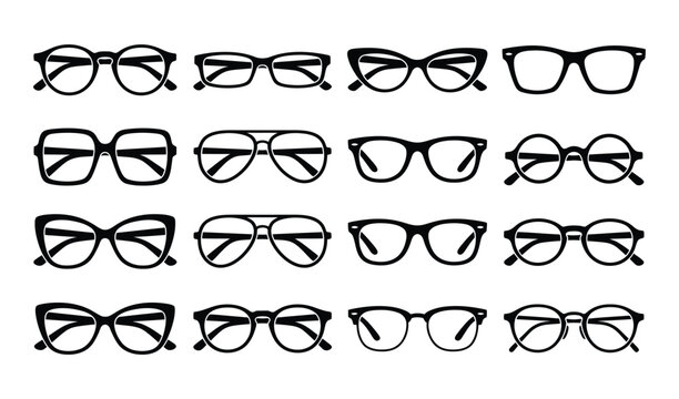 Set of various glasses frames, vector illustration of different eyewear styles vector