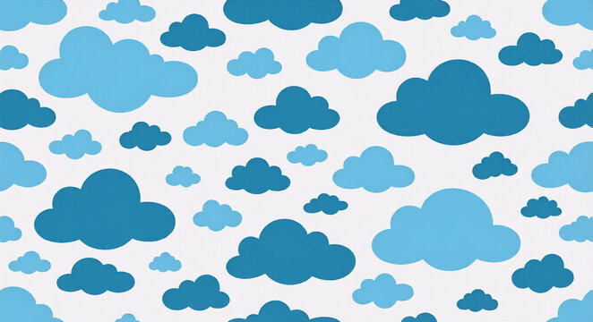 Soft blue fluffy clouds pattern design