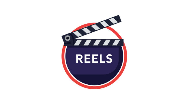 Reels movie clapperboard icon in red circle