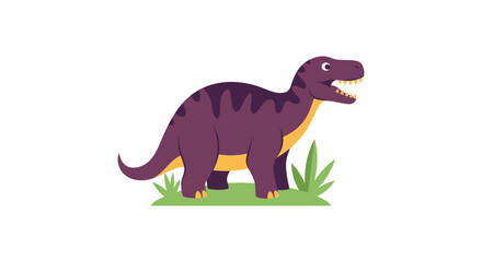 Purple cartoon dinosaur standing on green grass © ridd