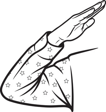 Illustration of a person performing a dab dance move wearing a star pattern shirt veterans day