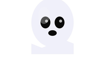 Fototapeta premium Cute cartoon ghost with big eyes and mouth, isolated on transparent background