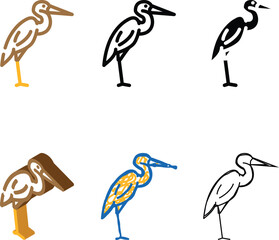 Obraz premium heron bird color icon vector. heron bird sign. isolated stylized symbol illustration