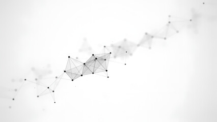 Fototapeta premium Abstract network of nodes and lines connecting data points during a digital transformation concept