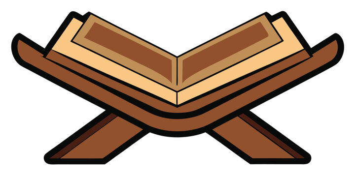Islamic holy book on traditional rehal stand vector graphic design.