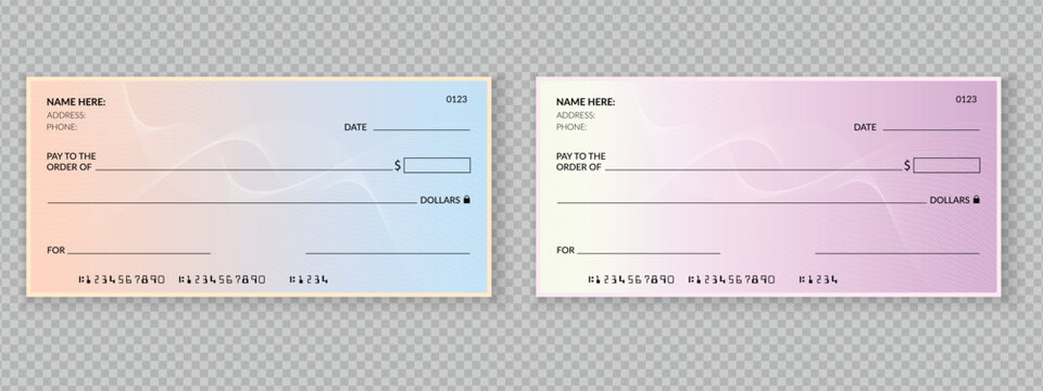 Abstract money check template, blank money check template vector.