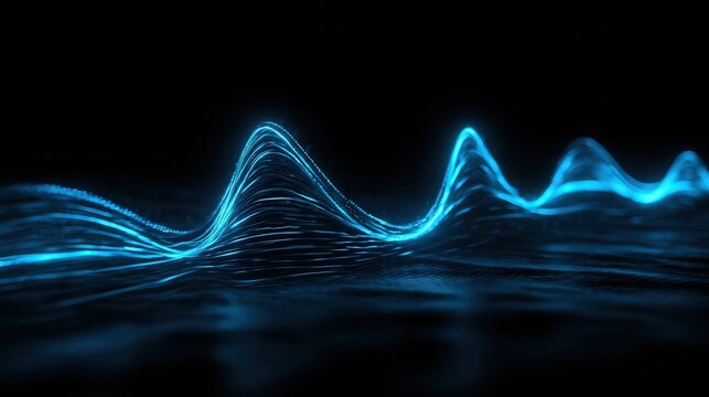 Blue neon waveform on black background