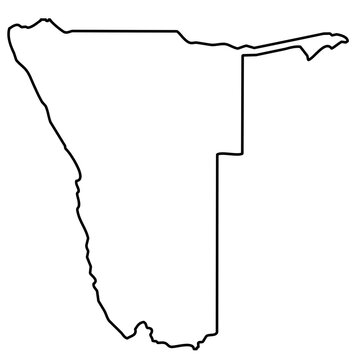 Namibia black outline map isolated on a transparent background 