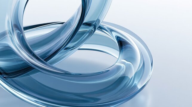 Translucent blue glass loop on light background