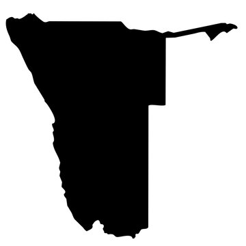 black silhouette map of Namibia isolated on a transparent background 