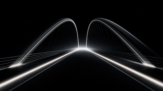 Futuristic bridge of light on black background