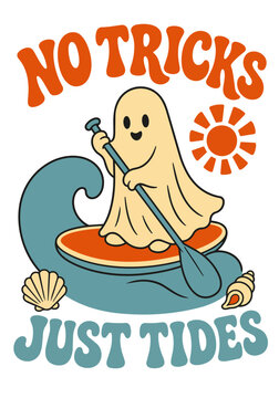 Playful Ghost Paddling Through Sunny Summer Tides