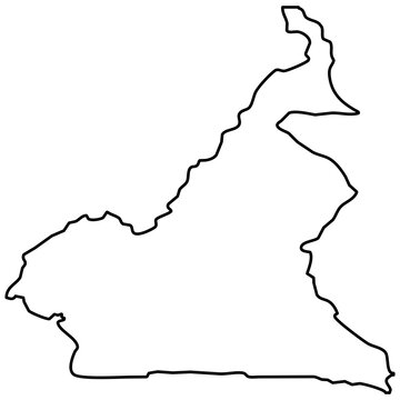 Cameroon black outline map isolated on a transparent background 
