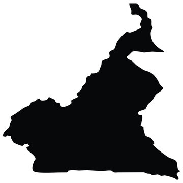 black silhouette map of Cameroon isolated on a transparent background 