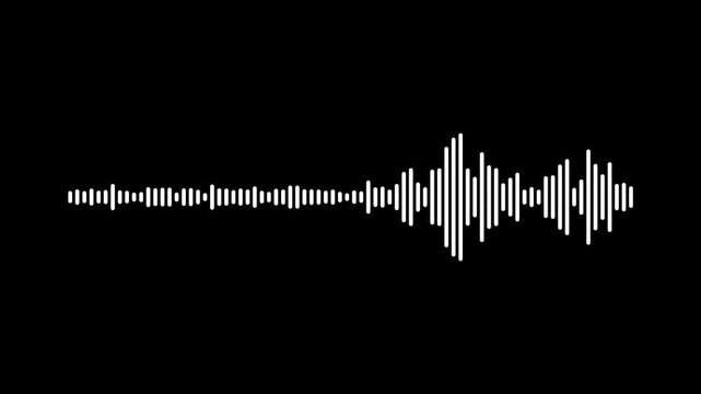 Abstract audio wave digital frequency, sound wave animated audio waveform spectrum animation, abstract neon musical signal beats motion graphic on black background. 4k video